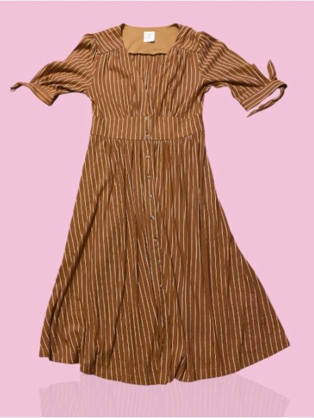 By Together Brown Striped Button-Front Midi Dress - Picture 7 of 7